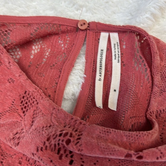 Anthropologie Pink Ruched Blouse with Mandarin Collar - Picture 12 of 12